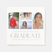 Serviette En Papier Simple Script Multi Photo Grad Graduation Party (Devant)