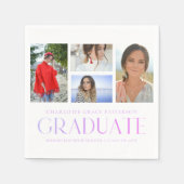 Serviette En Papier Simple Script Multi Photo Grad Graduation Party (Devant)