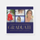 Serviette En Papier Simple Script Multi Photo Grad Graduation Party (Devant)