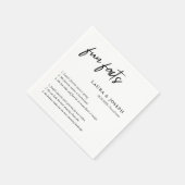 Serviette En Papier Simple Script noir blanc Mariage faits amusants (Coin)