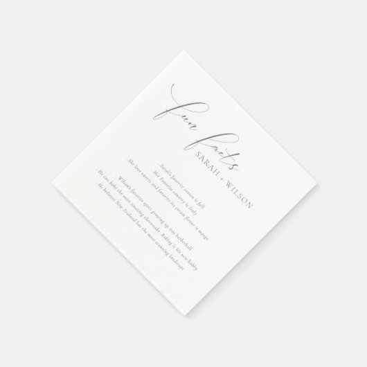 Serviette En Papier Simple Script noir blanc Mariage faits amusants (Coin)