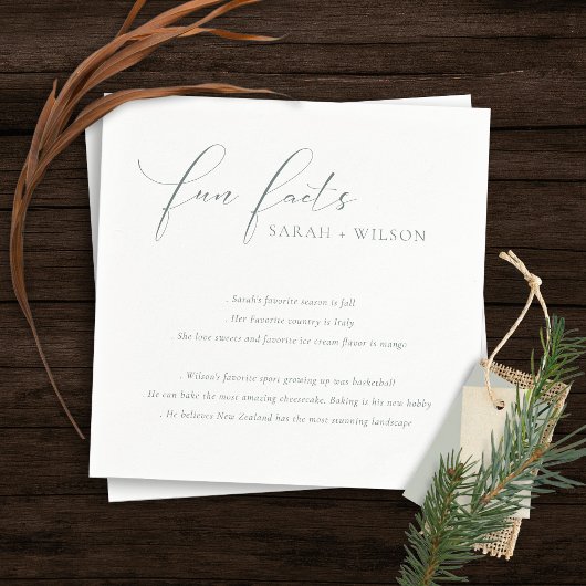 Serviette En Papier Simple Script noir blanc Mariage faits amusants