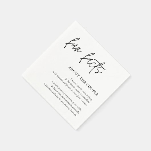Serviette En Papier Simple Script noir blanc Mariage faits amusants (Coin)