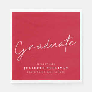 Serviette En Papier Simple Script Red Graduation Party