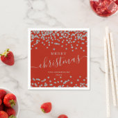 Serviette En Papier Simple Silver Noël Parties scintillant Rouge (En situation)