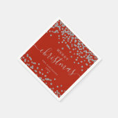 Serviette En Papier Simple Silver Noël Parties scintillant Rouge (Coin)