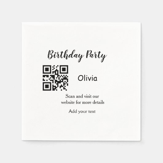 Serviette En Papier Simple site de fête d'anniversaire code-barres QR (Devant)