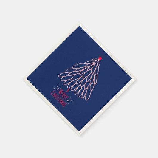Serviette En Papier Simple Star Tree Mid Mod Joyeux Noël (Coin)