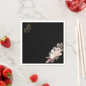 Serviette En Papier SIMPLE STYLE BOHO mariage FLORAL NOIR (En situation)