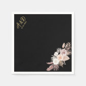 Serviette En Papier SIMPLE STYLE BOHO mariage FLORAL NOIR (Devant)
