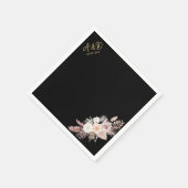 Serviette En Papier SIMPLE STYLE BOHO mariage FLORAL NOIR (Coin)