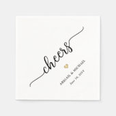 Serviette En Papier Simple stylish Script Cheers & Gold Heart Mariage (Devant)