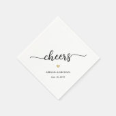 Serviette En Papier Simple stylish Script Cheers & Gold Heart Mariage (Coin)