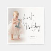 Serviette En Papier Simple superposition photo Script 1er anniversaire (Devant)