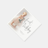 Serviette En Papier Simple superposition photo Script 1er anniversaire (Coin)