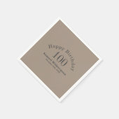 Serviette En Papier Simple Tan et gris charbon 100e anniversaire (Coin)