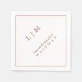 Serviette En Papier Simple Terracotta Monogramme Mariage élégant (Devant)