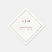 Serviette En Papier Simple Terracotta Monogramme Mariage élégant (Coin)