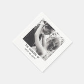 Serviette En Papier Simple Texte Élégant & Photo | Code QR Mariage (Coin)