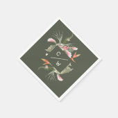 Serviette En Papier Simple Tropical floral Monogramme Gree Papier Mari (Coin)