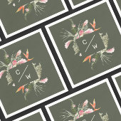 Serviette En Papier Simple Tropical floral Monogramme Gree Papier Mari