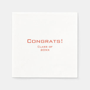 Serviette En Papier Simple Typographie Graduation Party Rouge