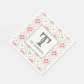 Serviette En Papier Simple vacances Snowflake Motif Monogramme initial (Coin)