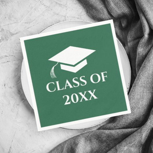 Serviette En Papier Simple Vert et Blanc Année de Promotion