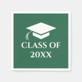 Serviette En Papier Simple Vert et Blanc Année de Promotion (Devant)