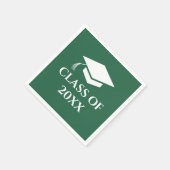 Serviette En Papier Simple Vert et Blanc Année de Promotion (Coin)