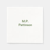 Serviette En Papier Simple vert minimal ajouter votre nom de texte pho (Devant)