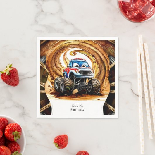 Serviette En Papier Simple Wheels Monster Truck Anniversaire (En situation)
