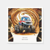 Serviette En Papier Simple Wheels Monster Truck Anniversaire (Devant)