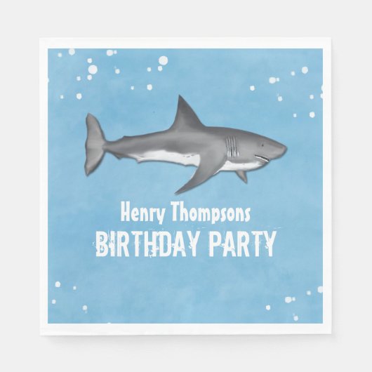 Serviette En Papier Simple Whimsical Birthday Sharks Blue Ocean (Devant)