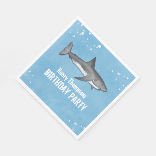 Serviette En Papier Simple Whimsical Birthday Sharks Blue Ocean (Coin)