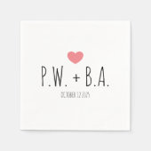 Serviette En Papier Simple Whimsical Monogrammed Heart Mariage (Devant)