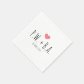 Serviette En Papier Simple Whimsical Monogrammed Heart Mariage (Coin)