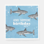 Serviette En Papier Simple Whimsical Pool Party Requins Blue Ocean (Devant)