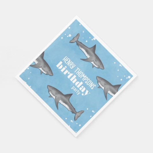 Serviette En Papier Simple Whimsical Pool Party Requins Blue Ocean (Coin)