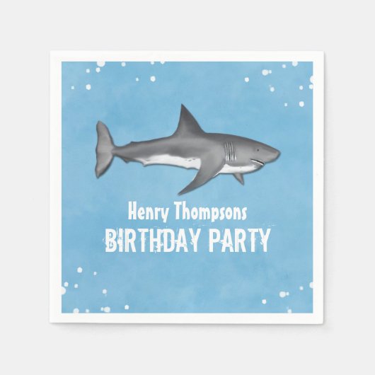 Serviette En Papier Simple Whimsical Pool Party Requins Blue Ocean (Devant)