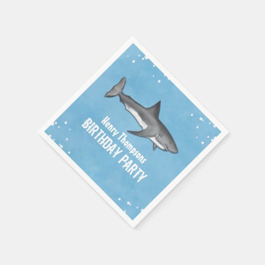 Serviette En Papier Simple Whimsical Pool Party Requins Blue Ocean (Coin)