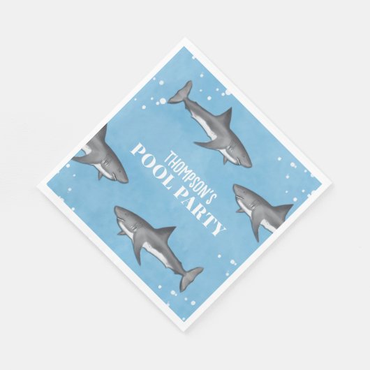 Serviette En Papier Simple Whimsical Pool Party Requins Blue Ocean (Coin)