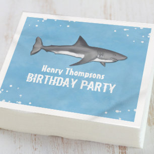Serviette En Papier Simple Whimsical Pool Party Requins Blue Ocean