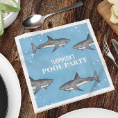 Serviette En Papier Simple Whimsical Pool Party Requins Blue Ocean
