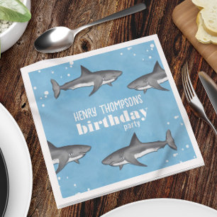 Serviette En Papier Simple Whimsical Pool Party Requins Blue Ocean