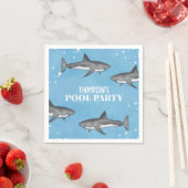 Serviette En Papier Simple Whimsical Pool Party Requins Blue Ocean (En situation)