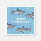 Serviette En Papier Simple Whimsical Pool Party Requins Blue Ocean (Devant)