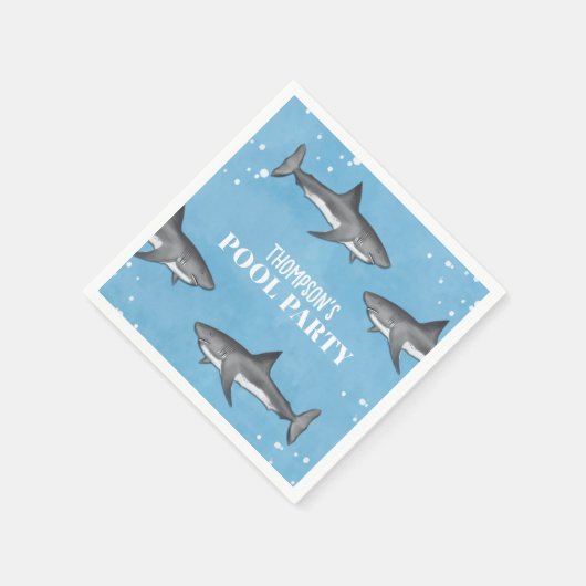 Serviette En Papier Simple Whimsical Pool Party Requins Blue Ocean (Coin)