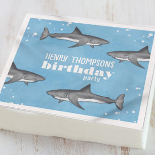 Serviette En Papier Simple Whimsical Pool Party Requins Blue Ocean Nap