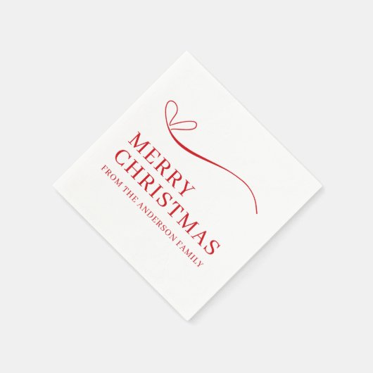 Serviette En Papier Simple white red modern Merry Christmas (Coin)